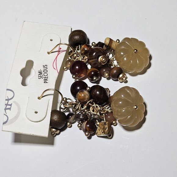 **Sale** Cato Gold Tone Semi-precious Stone Dangling Earrings - Picture 10 of 13